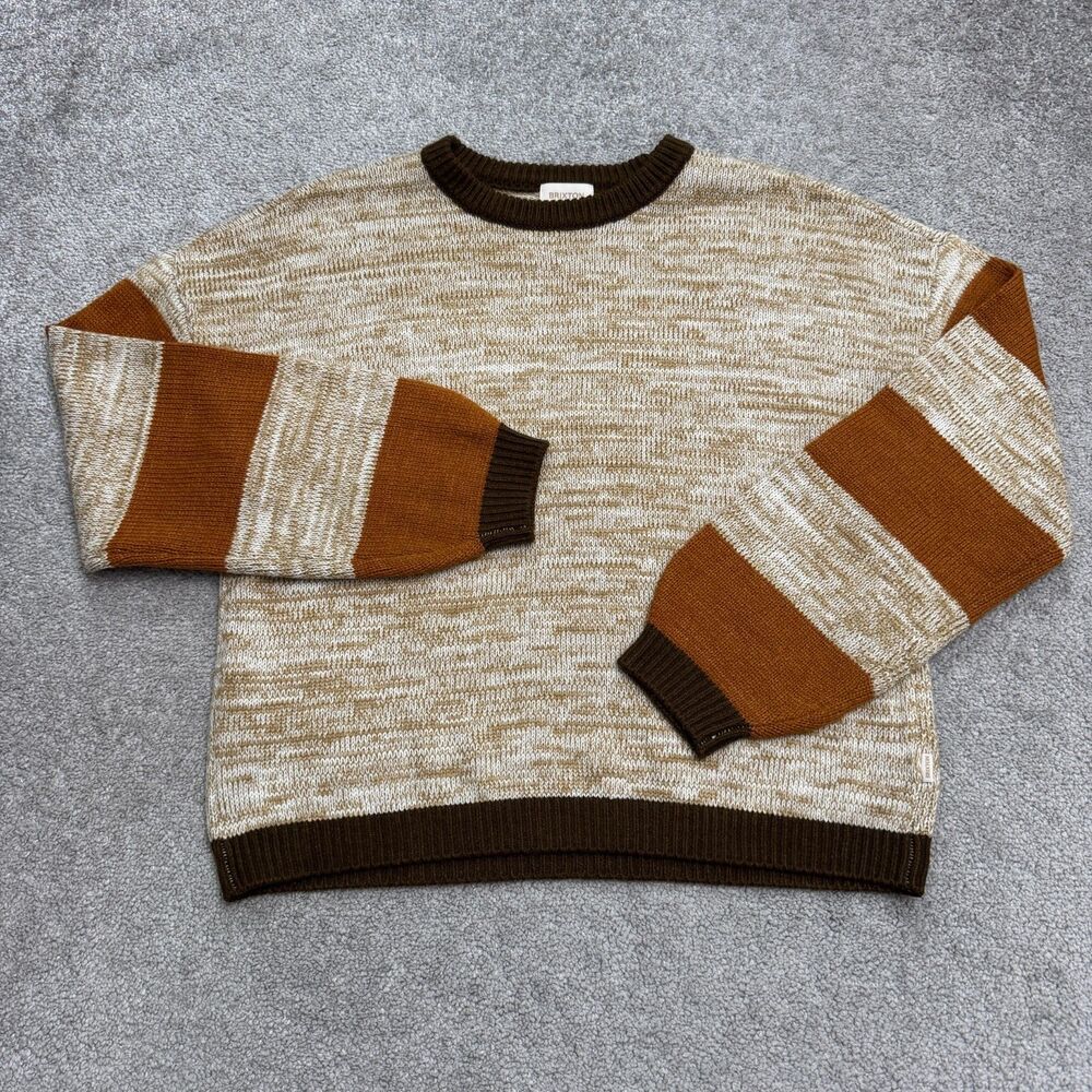 Brixton Monterey Mojave Striped Pullover Sweater Womens Medium Brown Balloon